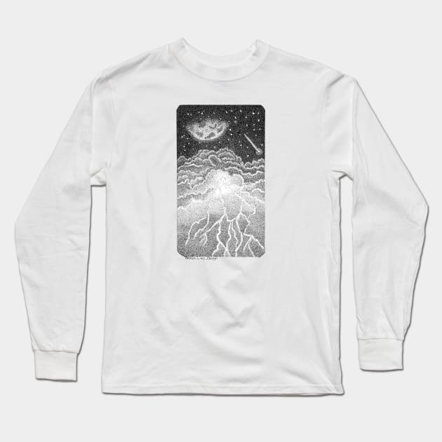 Thunder Lightning and Storm Clouds Long Sleeve T-Shirt by Broken Line Design